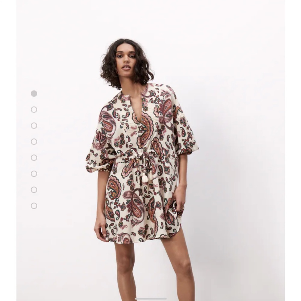 Balloon sleeves & blouson & high waisted flare dress oversized dress long sleeve